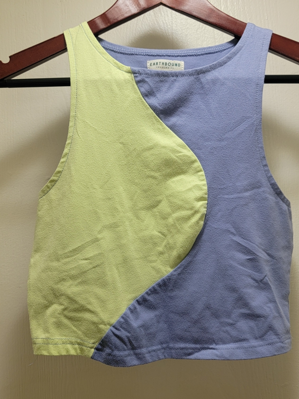 EARTHBOUND Two-Tone Lilac and Lime Crop Tank